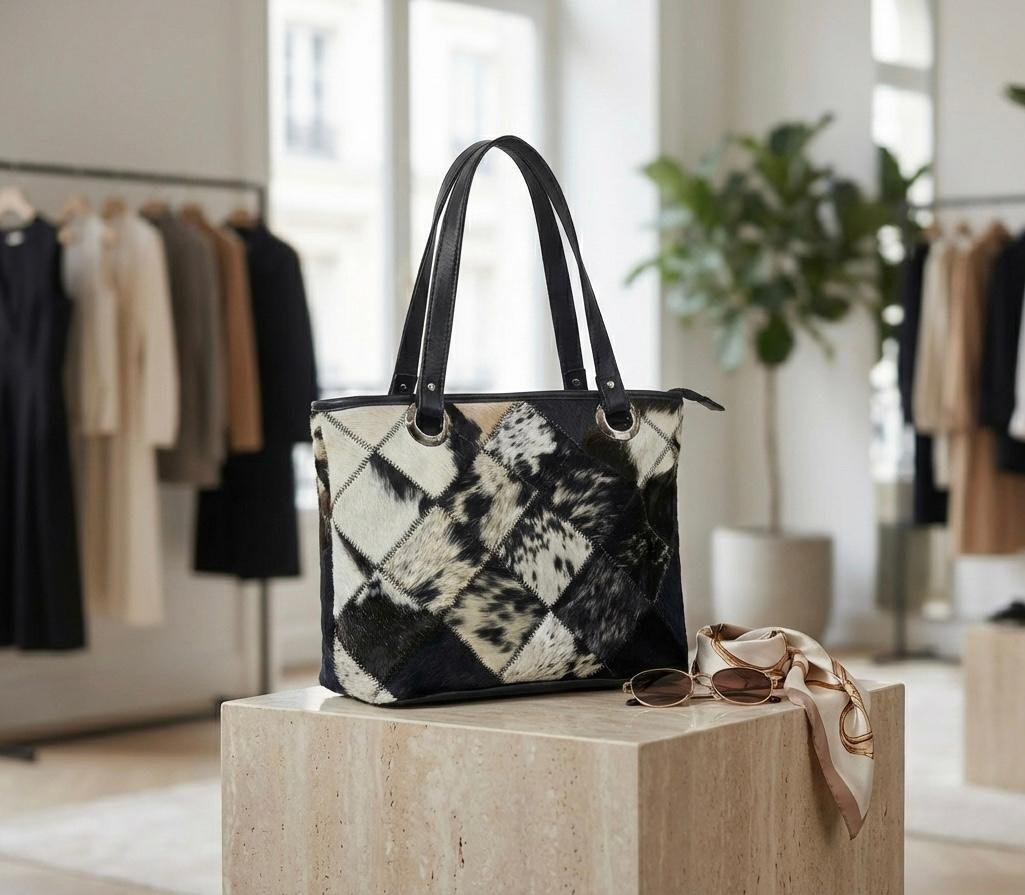 The Monochrome Mosaic Hair-on-Hide Tote - Image 3